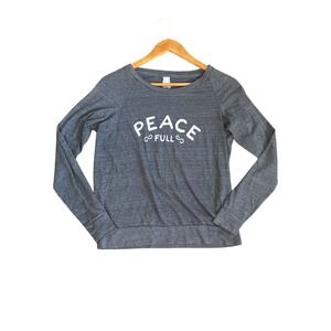 Super Loves Tees Gray Peace Full Graphic Long Sleeve Sweatshirt Womens Medium
